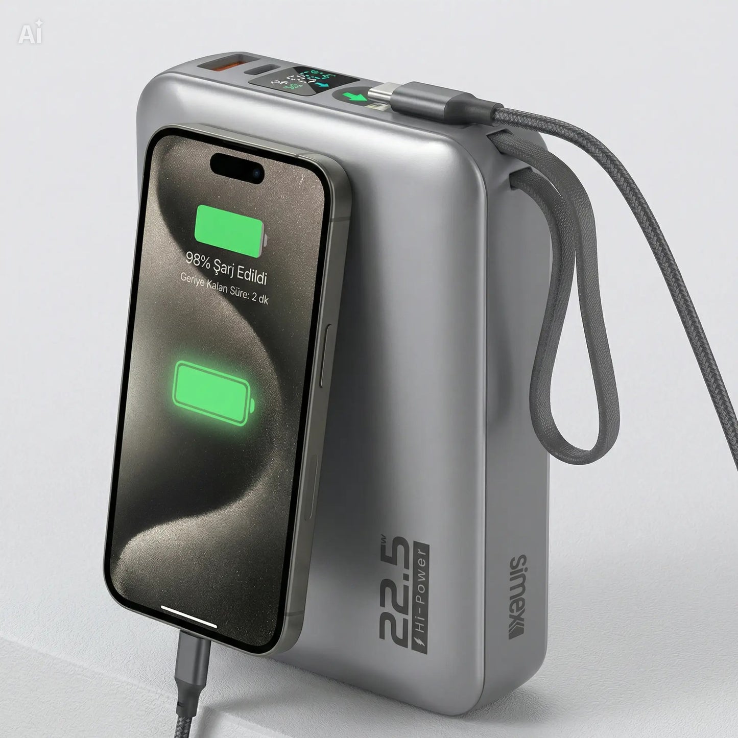 powerbank hızlı şarj 20000 mAh dijital ekranlı